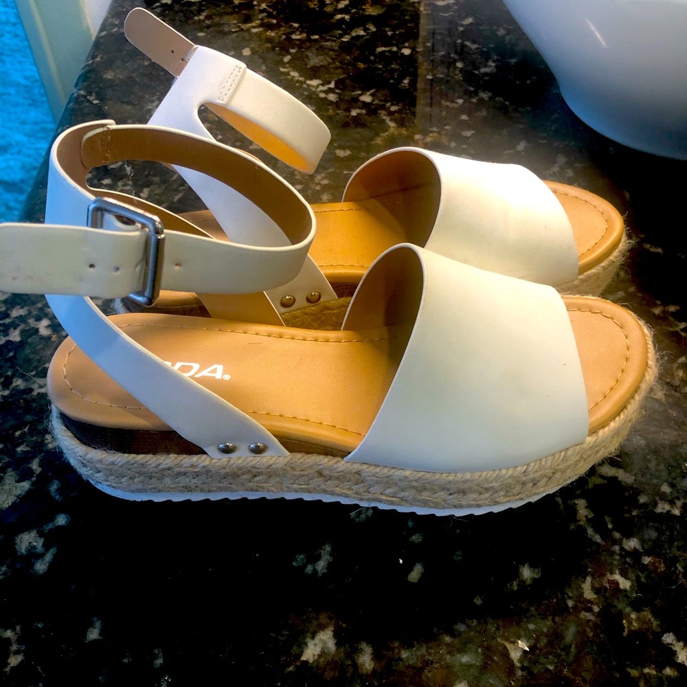 White platform sandals